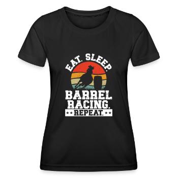 Cheval de course de barils de rodéo - T-shirt sport Femme - noir - Devant - AI Model Female 172 light (172cm)