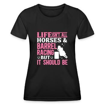 Rodeo Barrel Racing Pferd - Frauen Funktions-T-Shirt - Schwarz - Vorne - AI Model Female 172 light (172cm)