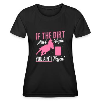 Cheval de course de barils de rodéo - T-shirt sport Femme - noir - Devant - AI Model Female 172 light (172cm)