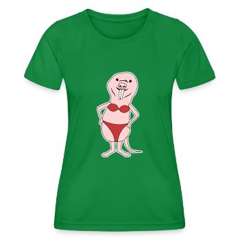 Naked Mole Rat Bikini - Women's Functional T-Shirt - kelly green - Front - AI Model Female 172 dark (172cm)