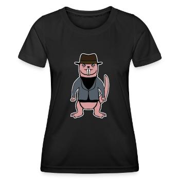 Pas si nu rat-taupe - T-shirt sport Femme - noir - Devant - AI Model Female 172 light (172cm)