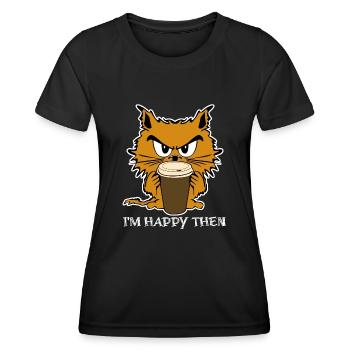 Cat Grumpy Misanthrope Sarcasm Unhappy - Frauen Funktions-T-Shirt - Schwarz - Vorne - AI Model Female 172 light (172cm)