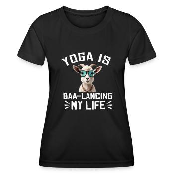 Goat Yoga Équilibrer ma vie - T-shirt sport Femme - noir - Devant - AI Model Female 172 light (172cm)