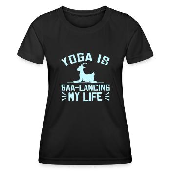 Goat Yoga Équilibrer ma vie - T-shirt sport Femme - noir - Devant - AI Model Female 172 light (172cm)