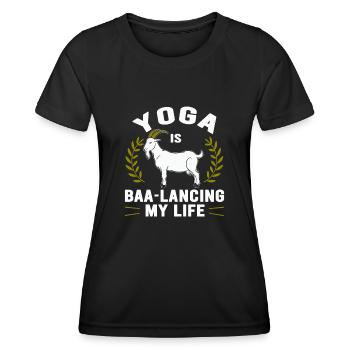 Goat Yoga Équilibrer ma vie - T-shirt sport Femme - noir - Devant - AI Model Female 172 light (172cm)
