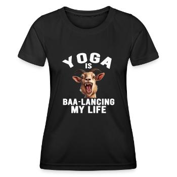 Goat Yoga Équilibrer ma vie - T-shirt sport Femme - noir - Devant - AI Model Female 172 light (172cm)