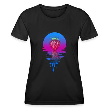 Sunset Strawberry - Frauen Funktions-T-Shirt - Schwarz - Vorne - AI Model Female 172 light (172cm)