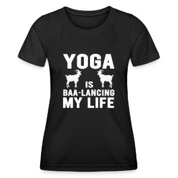 Goat Yoga Équilibrer ma vie - T-shirt sport Femme - noir - Devant - AI Model Female 172 light (172cm)