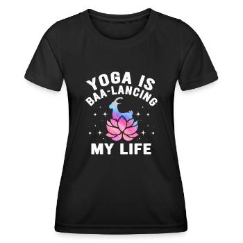 Goat Yoga Équilibrer ma vie - T-shirt sport Femme - noir - Devant - AI Model Female 172 light (172cm)