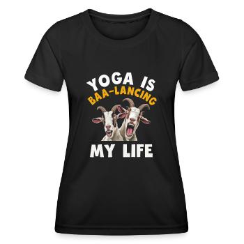 Goat Yoga Équilibrer ma vie - T-shirt sport Femme - noir - Devant - AI Model Female 172 light (172cm)
