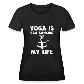 Goat Yoga Équilibrer ma vie - T-shirt sport Femme - noir - Devant - AI Model Female 172 light (172cm)