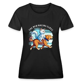 HUND KATZE THE NEW RACING CLASS - Frauen Funktions-T-Shirt - Schwarz - Vorne - AI Model Female 172 light (172cm)