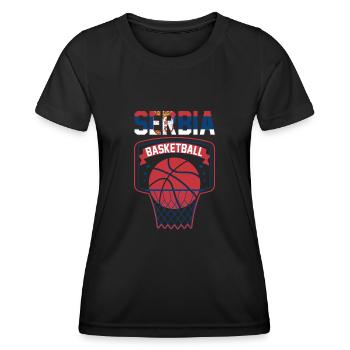 Serbien Basketball Serbia Basket Kosarka Srbija - Frauen Funktions-T-Shirt - Schwarz - Vorne - AI Model Female 172 light (172cm)