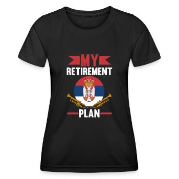 Serbien Flagge Srbija Truba Serbisches Musik - Frauen Funktions-T-Shirt - Schwarz - Vorne - AI Model Female 172 light (172cm)