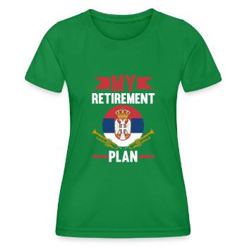 Serbien Flagge Srbija Truba Serbisches Musik - Frauen Funktions-T-Shirt - Kelly Green - Vorne - AI Model Female 172 dark (172cm)