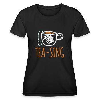 Tea Bag Tea Cup Tea Mug Teapot Teasing - Women's Functional T-Shirt - black - Front - AI Model Female 172 light (172cm)