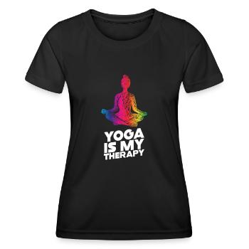 Le yoga est ma thérapie - T-shirt sport Femme - noir - Devant - AI Model Female 172 light (172cm)