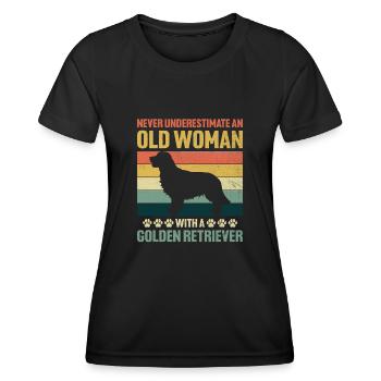 Unterschätzen Sie niemals eine alte Frau mit einem goldenen Ret - Frauen Funktions-T-Shirt - Schwarz - Vorne - AI Model Female 172 light (172cm)