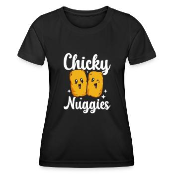 Chicken Nugget Liebhaber Chicken Nuggets - Frauen Funktions-T-Shirt - Schwarz - Vorne - AI Model Female 172 light (172cm)