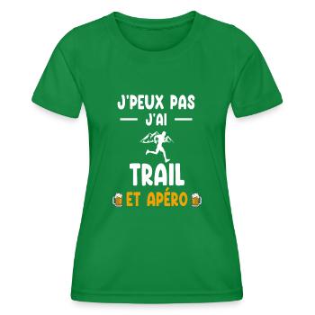 Trail runner I can't I have trail aperitif - Women's Functional T-Shirt - kelly green - Front - AI Model Female 172 dark (172cm)