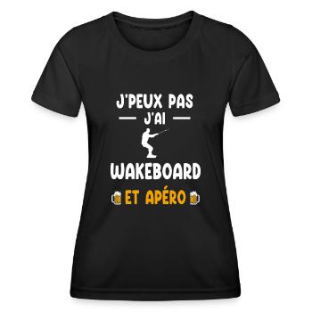 Wakeboarder Ich kann nicht Ich kann Wakeboard-Aperitif haben - Frauen Funktions-T-Shirt - Schwarz - Vorne - AI Model Female 172 light (172cm)