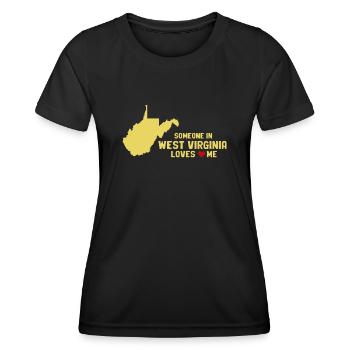 Jemand in West Virginia liebt mich - Frauen Funktions-T-Shirt - Schwarz - Vorne - AI Model Female 172 light (172cm)