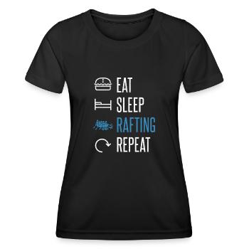 Eat Sleep Rafting Repeat White Water Paddling - Women's Functional T-Shirt - black - Front - AI Model Female 172 light (172cm)