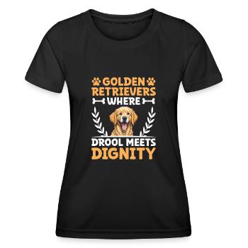 Golden Retrievers Where Drool Meets Dignity GR Dog - Women's Functional T-Shirt - black - Front - AI Model Female 172 light (172cm)