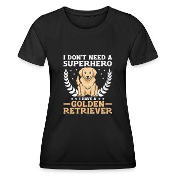 Je n’ai pas besoin d’un super-héros J’ai un golden retriever - T-shirt sport Femme - noir - Devant - AI Model Female 172 light (172cm)
