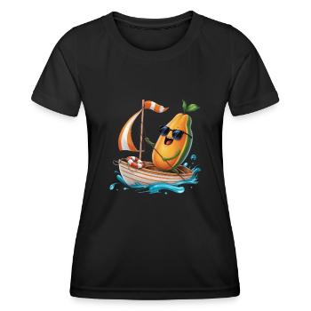 Frucht Papaya Bootfahren Geschenk - Frauen Funktions-T-Shirt - Schwarz - Vorne - AI Model Female 172 light (172cm)
