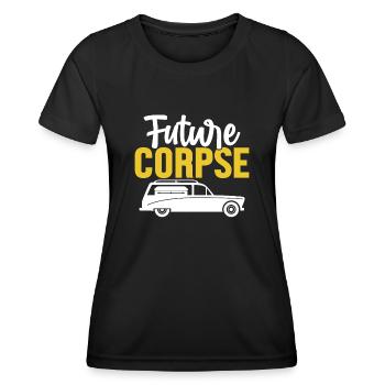 Zukunft Leiche Lustig Bestatter Einbalsamierung Beerdigung - Frauen Funktions-T-Shirt - Schwarz - Vorne - AI Model Female 172 light (172cm)