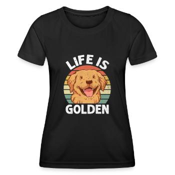 Das Leben ist Golden Retriever GR Hund Retriever - Frauen Funktions-T-Shirt - Schwarz - Vorne - AI Model Female 172 light (172cm)