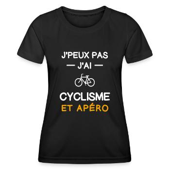 I can't I have cycling aperitif duathlete - Women's Functional T-Shirt - black - Front - AI Model Female 172 light (172cm)