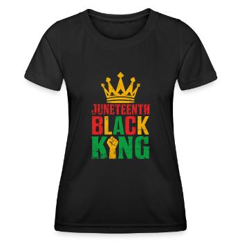 Juneteenth Schwarzer König Lustig Schwarze Geschichte Afrikanisch - Frauen Funktions-T-Shirt - Schwarz - Vorne - AI Model Female 172 light (172cm)