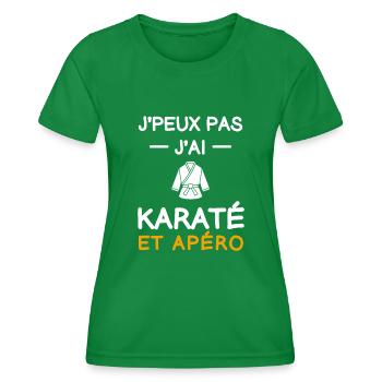 je peux pas j'ai karaté apéro karatéka - T-shirt sport Femme - vert - Devant - AI Model Female 172 dark (172cm)