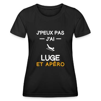 Ich kann nicht, ich habe Schlitteln, Apéro, Schlitteln - Frauen Funktions-T-Shirt - Schwarz - Vorne - AI Model Female 172 light (172cm)
