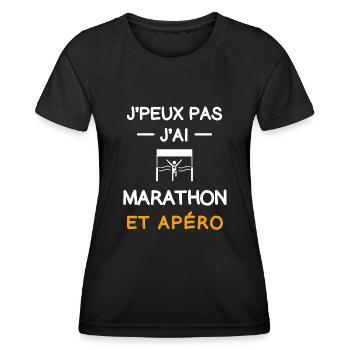 je peux pas j'ai marathon apéro coureur - T-shirt sport Femme - noir - Devant - AI Model Female 172 light (172cm)