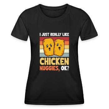 Chicken Nugget Liebhaber Chicken Nuggets - Frauen Funktions-T-Shirt - Schwarz - Vorne - AI Model Female 172 light (172cm)