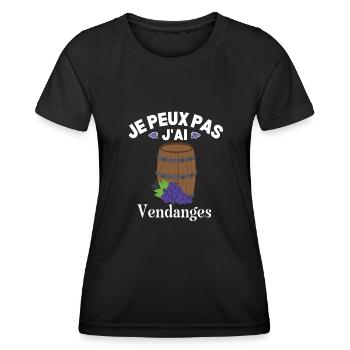 Je Peux Pas J'ai Vendanges Agriculteur Vigneron - T-shirt sport Femme - noir - Devant - AI Model Female 172 light (172cm)