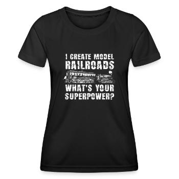 I Create Model Railroads Superpower - Women's Functional T-Shirt - black - Front - AI Model Female 172 light (172cm)