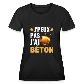 J'Peux Pas J'Ai Béton Camion Toupie Ciment Ouvrier - T-shirt sport Femme - noir - Devant - AI Model Female 172 light (172cm)