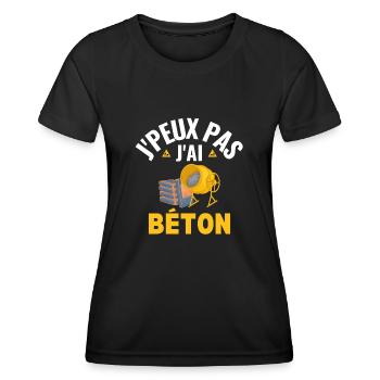 J'Peux Pas J'Ai Béton Camion Toupie Ciment Ouvrier - T-shirt sport Femme - noir - Devant - AI Model Female 172 light (172cm)