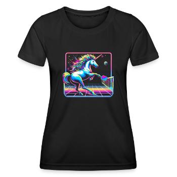 Pickleball-Enthusiast, Einhorn-Liebhaber, Paddelsp - Frauen Funktions-T-Shirt - Schwarz - Vorne - AI Model Female 172 light (172cm)