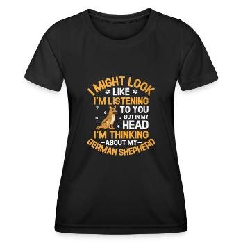 Aber in meinem Kopf denke ich an meinen deutschen Hirten - Frauen Funktions-T-Shirt - Schwarz - Vorne - AI Model Female 172 light (172cm)