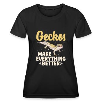 Leopard Gecko Reptile Pet Gecko - Women's Functional T-Shirt - black - Front - AI Model Female 172 light (172cm)
