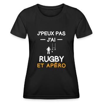 I can't I have rugby aperitif rugby player - Women's Functional T-Shirt - black - Front - AI Model Female 172 light (172cm)