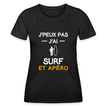 I can't I surf man aperitif surfer - Women's Functional T-Shirt - black - Front - AI Model Female 172 light (172cm)