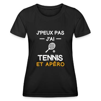 I can't I have tennis racquet aperitif tennisman - Women's Functional T-Shirt - black - Front - AI Model Female 172 light (172cm)
