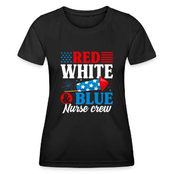 Rot Weiß Blau Krankenschwester Crew Patriotische Krankenschwester - Frauen Funktions-T-Shirt - Schwarz - Vorne - AI Model Female 172 light (172cm)
