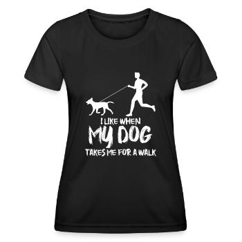 Chiens Teckel Promenade de chien - T-shirt sport Femme - noir - Devant - AI Model Female 172 light (172cm)